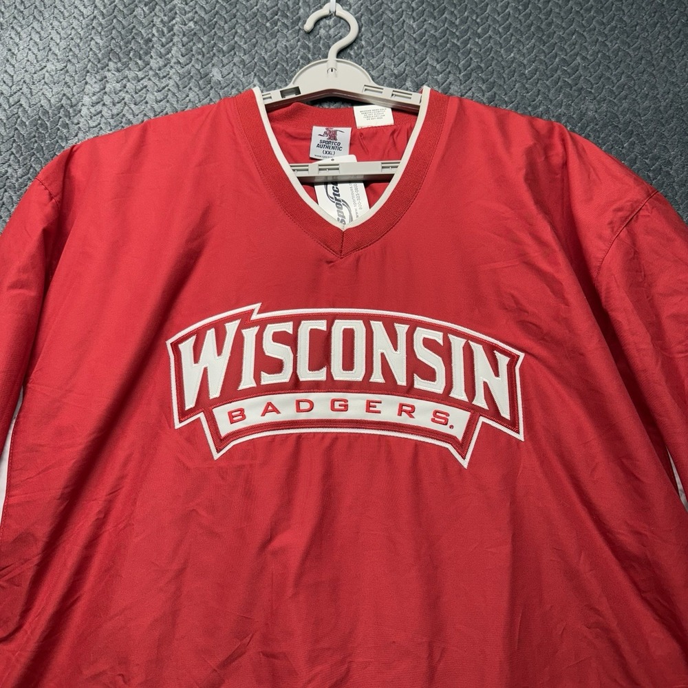 Wisconsin Badgers Pullover Jacket‎ Men's XXL Windbreaker Red White Sportco